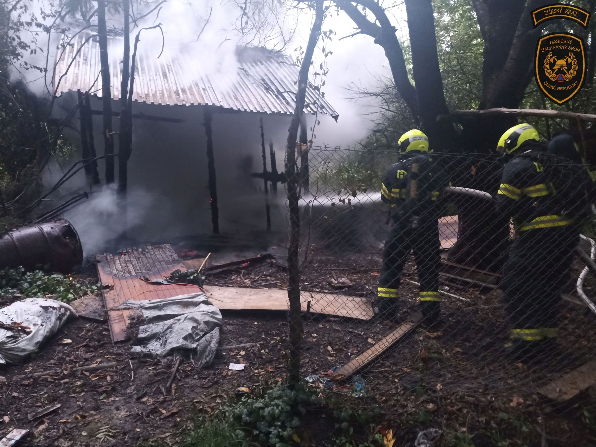 Požár zahradního domku v Bystřici pod Hostýnem.