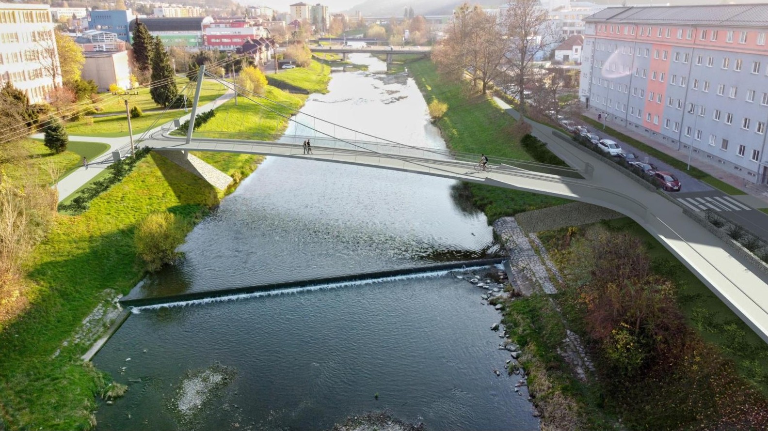 Vsetín začne stavět novou lávku přes Bečvu bez podpěr