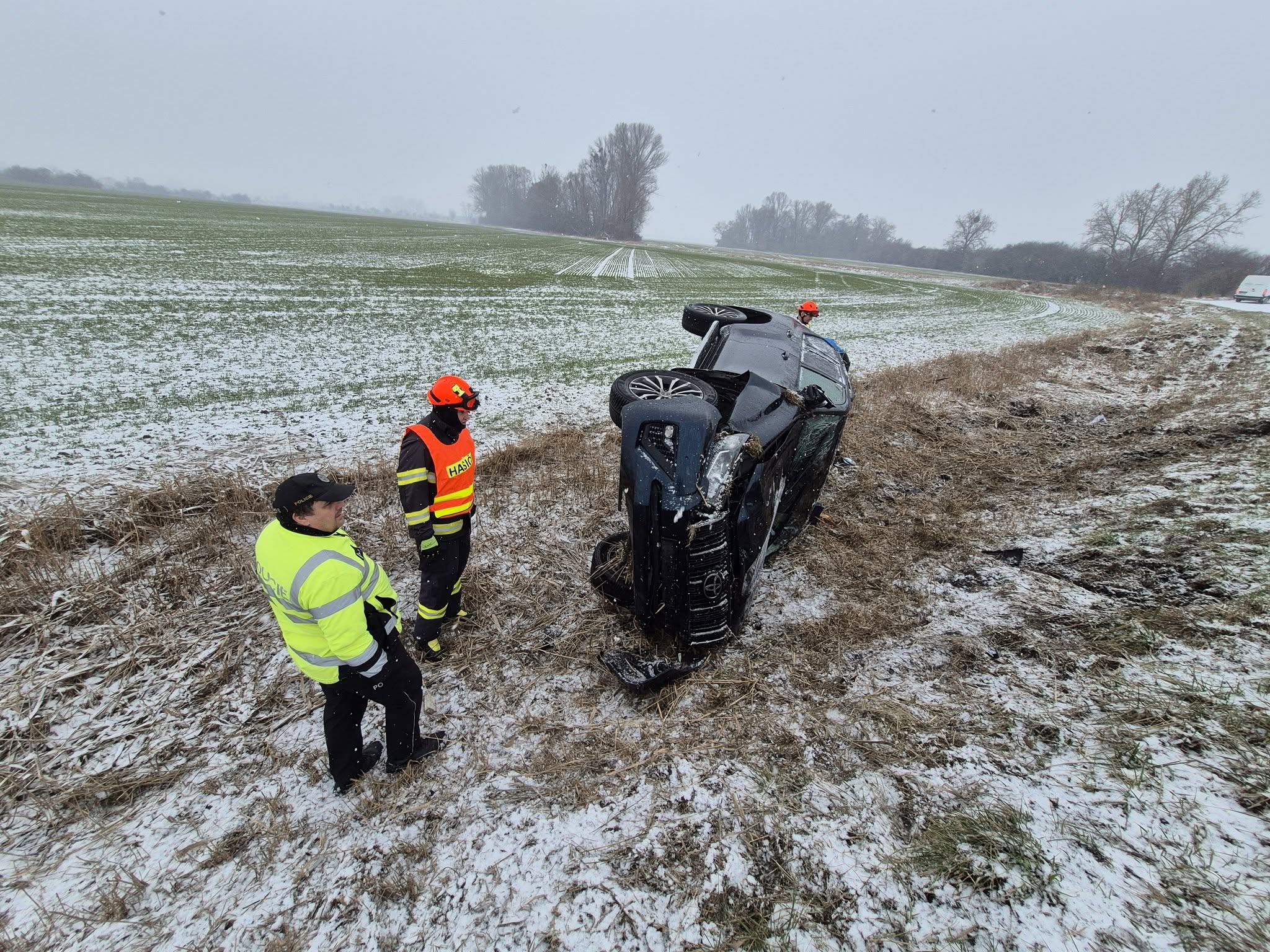 Další dopravní nehoda byla hlášena u Huštěnovic. Zdroj: HZS Zlínského kraje