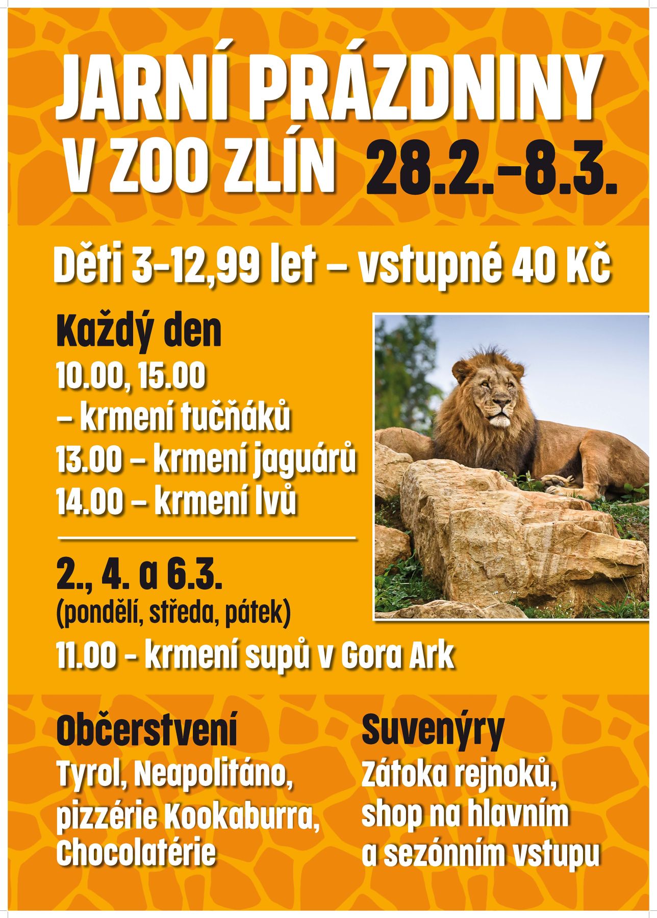 Letáček ZOO Zlín k programu na jarní prázdniny. Zdroj: ZOO Zlín