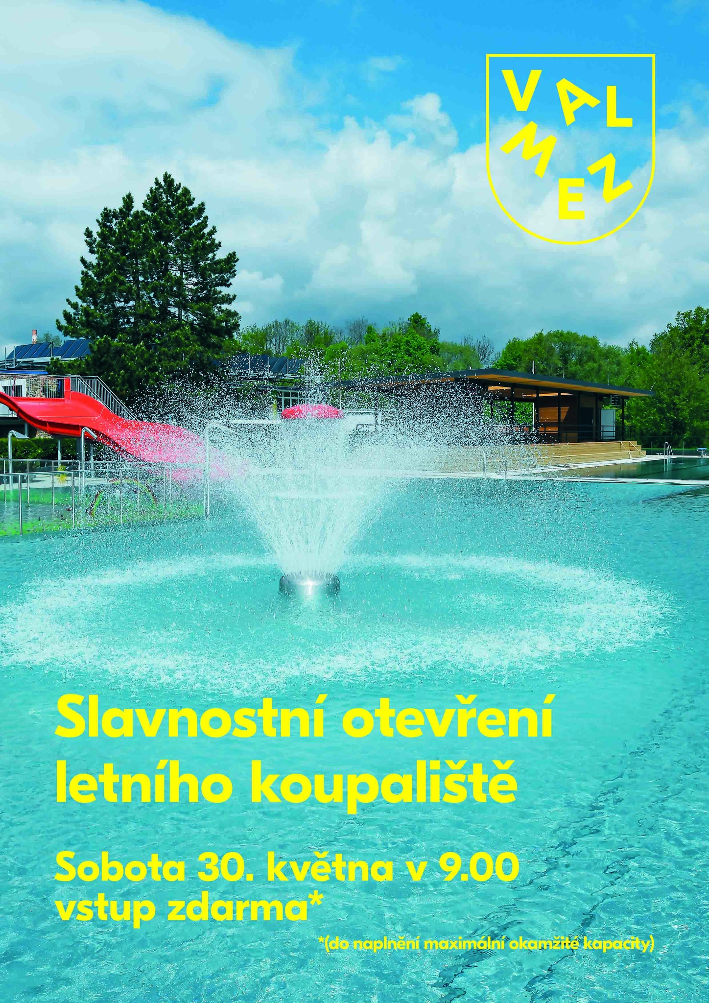 Letáček k otevření letního koupaliště ve Valmezu.