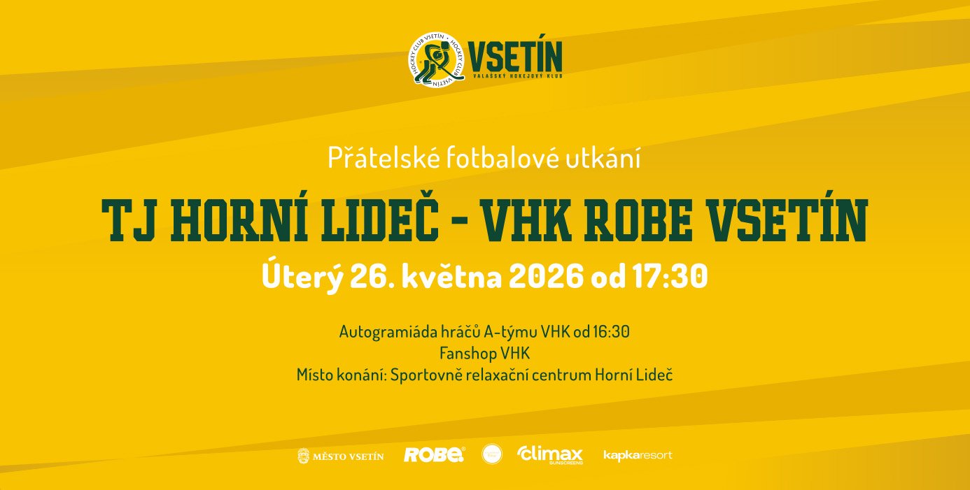 Pozvánka na přátelské utkání VHK Robe Vsetín.