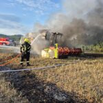 Plameny při sklizni, hasiči bojovali o pole na Zlínsku