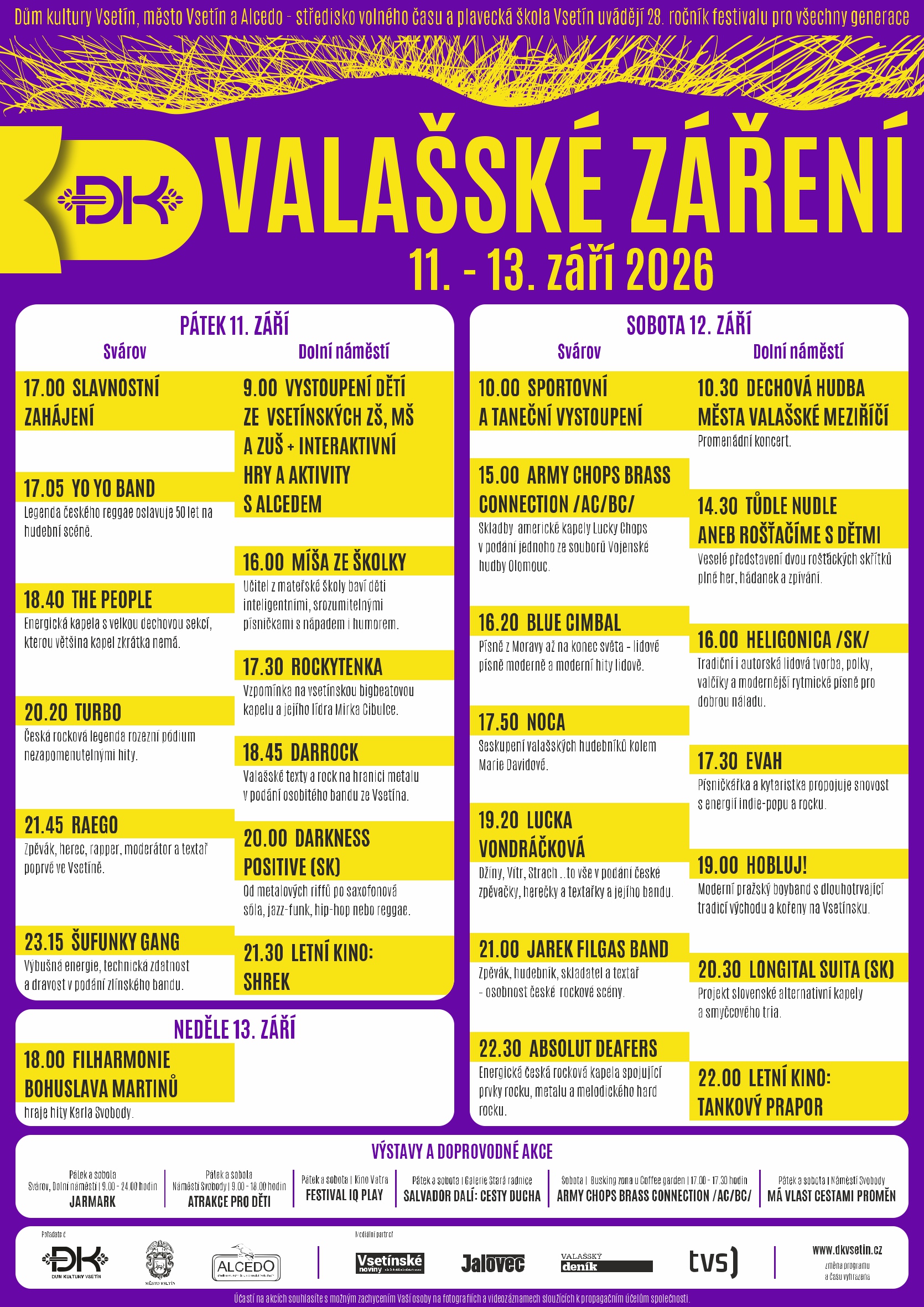 Program - Vsetín exploduje zábavou, Valašské záření letos překvapí