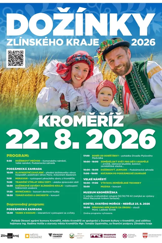 Kroje, jarmark i muzika, Kroměříž čeká dožínkový víkend