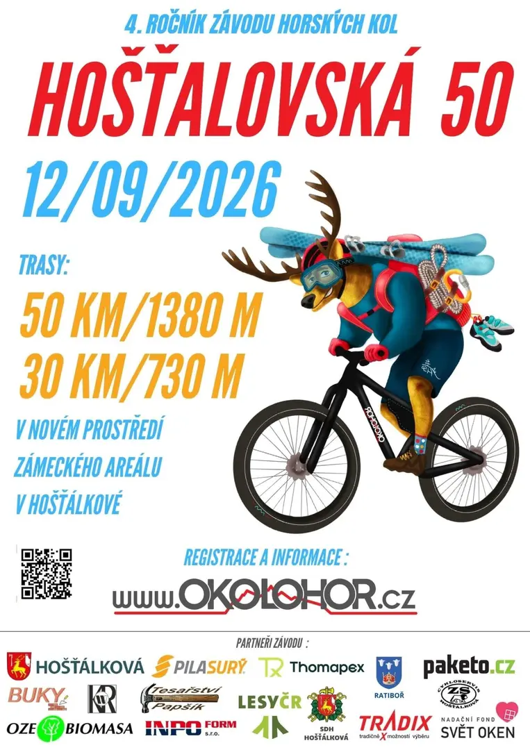 Plakát - Bikeři vyrazí z hošťálkovského zámku, čeká je až 50 kilometrů