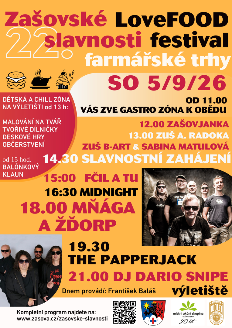Plakát - Mňága, skvělé jídlo i zábava, Zašová chystá velké slavnosti
