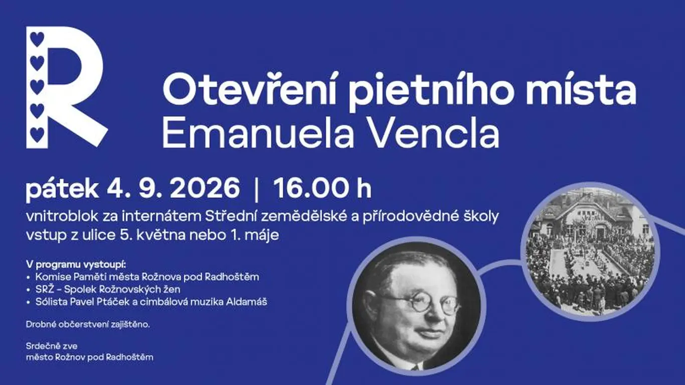 Plakát - Rožnov má neobvyklý památník, Venclovy brýle odhalí v pátek