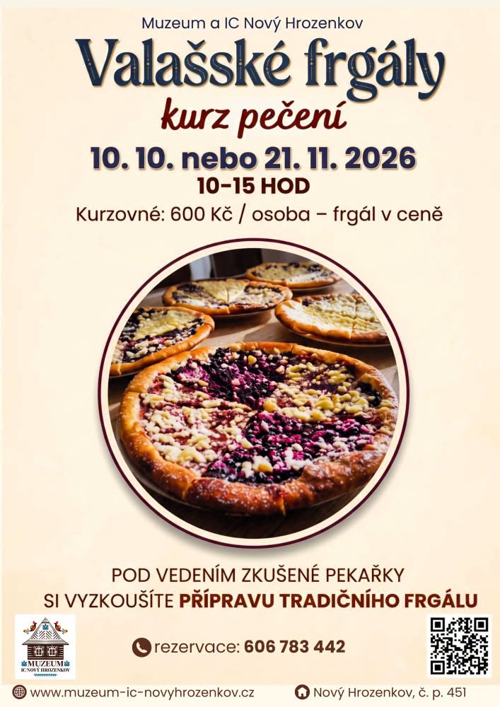Plakát - Vůně frgálů provoní Nový Hrozenkov, chystá se kurz pečení